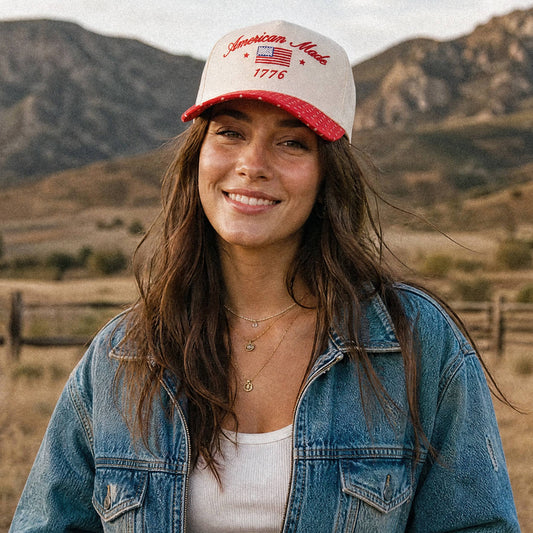 C.C AMERICAN MADE 1776 Letter on Two Tone Trucker Hat: Navy