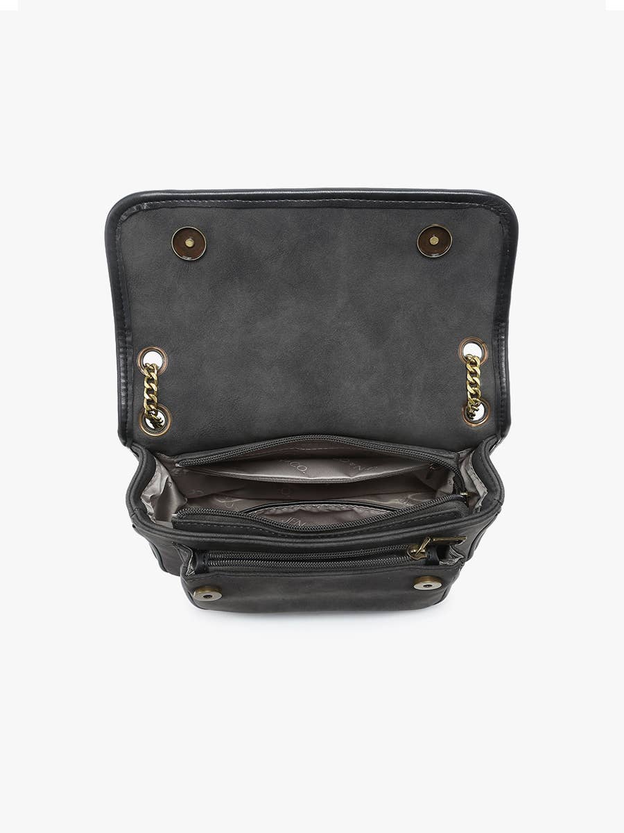 Nola Convertible Suede Crossbody Bag | M2732 : Black