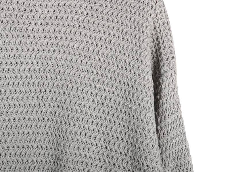 Chunky knit side split plain knit sweater jumper: Beige / S