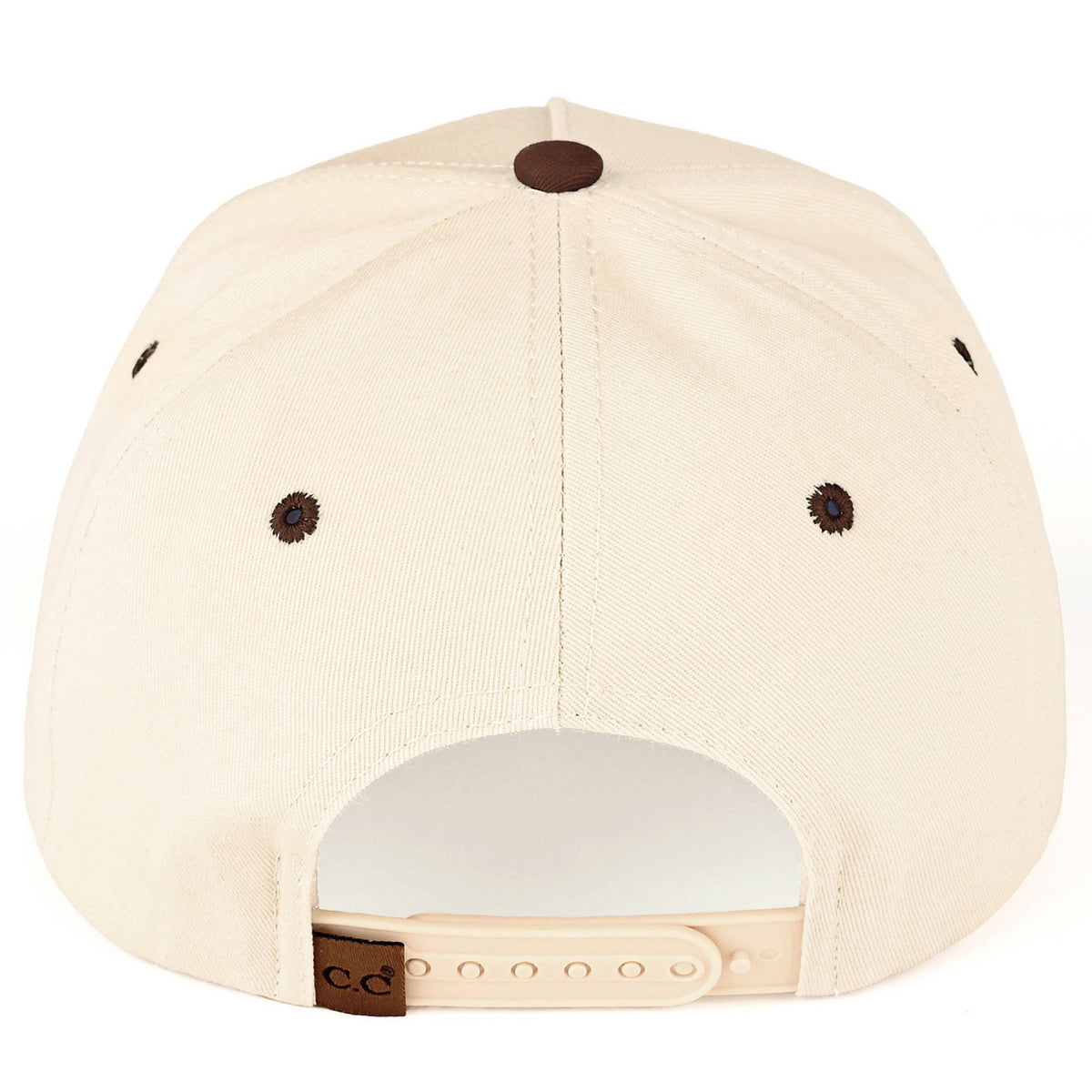 C.C WHISKEY WEATHER Embroidered Letter Two Tone Trucker Hat: Brown