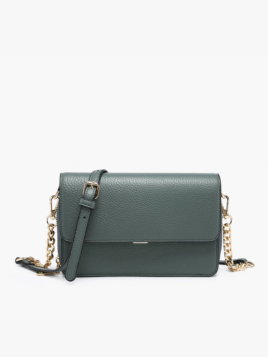 M2589 Lauryn Flapover Crossbody w/ Chain Strap: Black