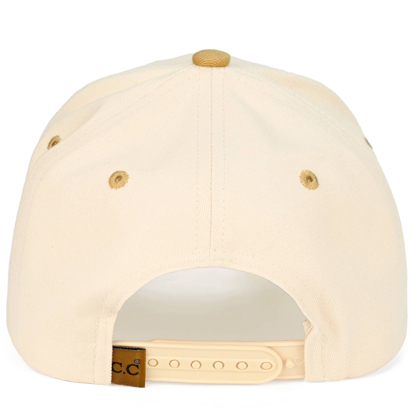 C.C WHISKEY WEATHER Embroidered Letter Two Tone Trucker Hat: Brown