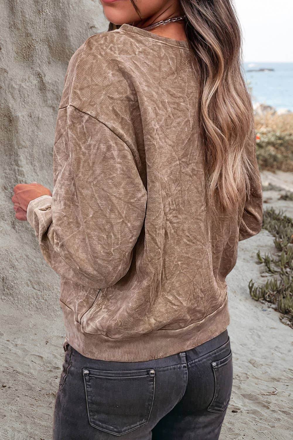 Saved by grace Embroidery Mineral Wash Sweatshirt NEW | S-XL: As shown / Missy / S