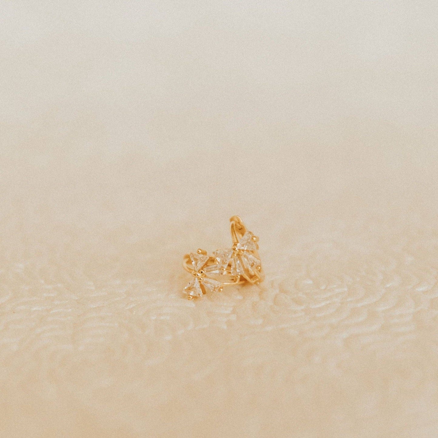 Lucy Diamond Bow Hoops: Gold