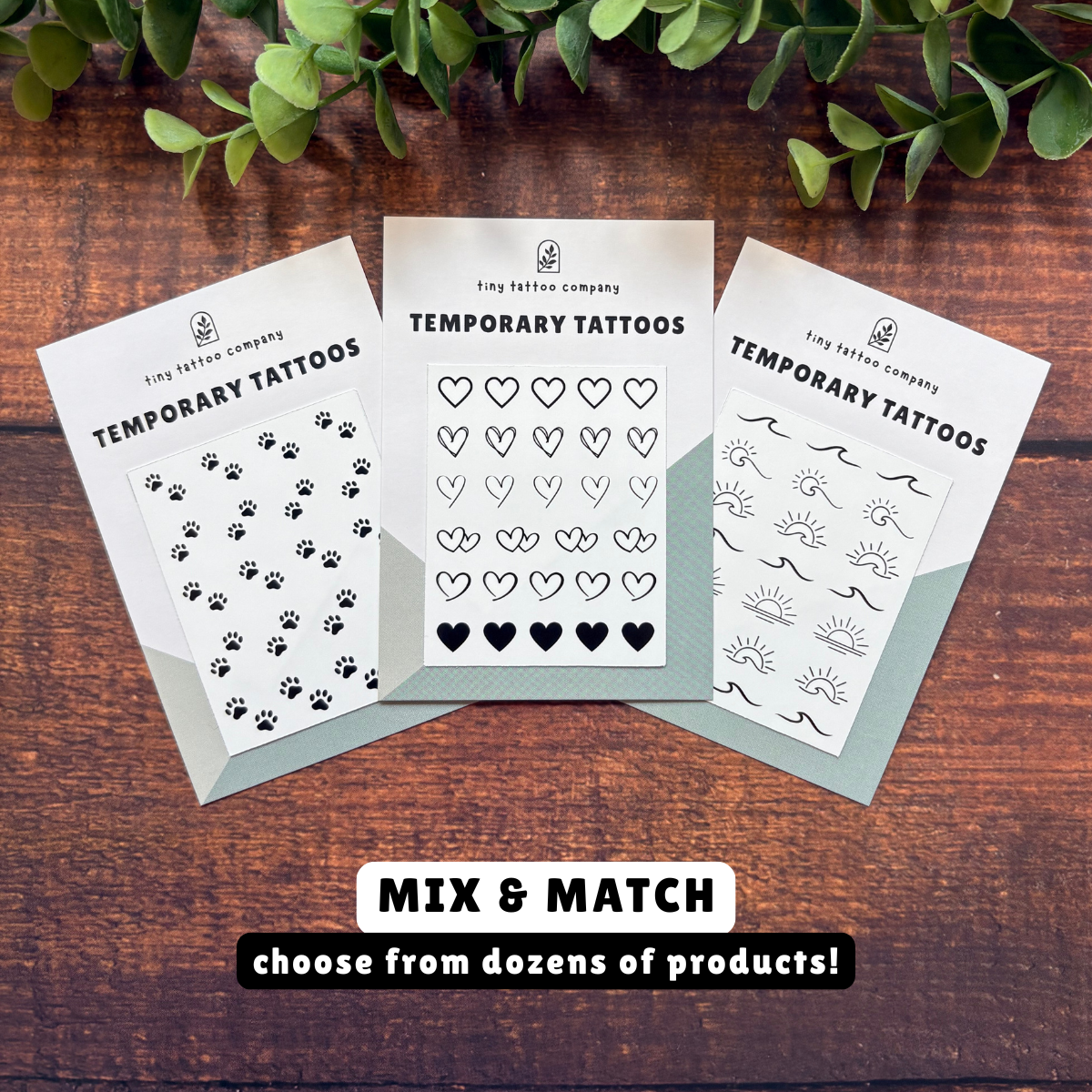 Mini Heart Temporary Tattoo Pack 🖤: With Hanging Tab