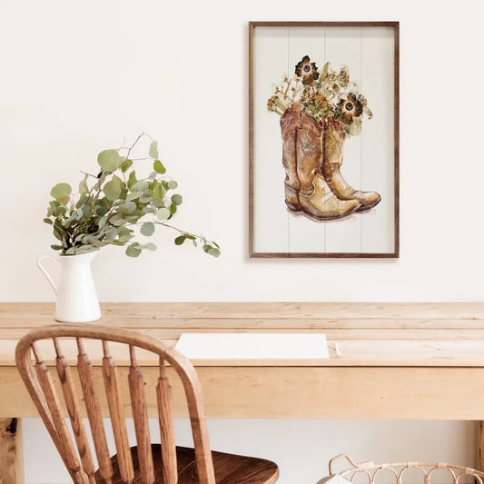 Brown Boots With Flowers: 10 x 16 x 1.5