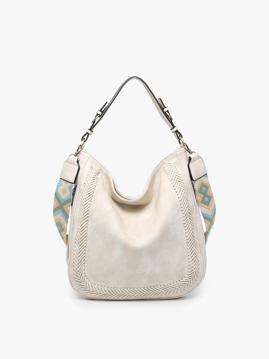 M2049 Aris Whipstitch Hobo/Crossbody w/ Guitar Strap: Black