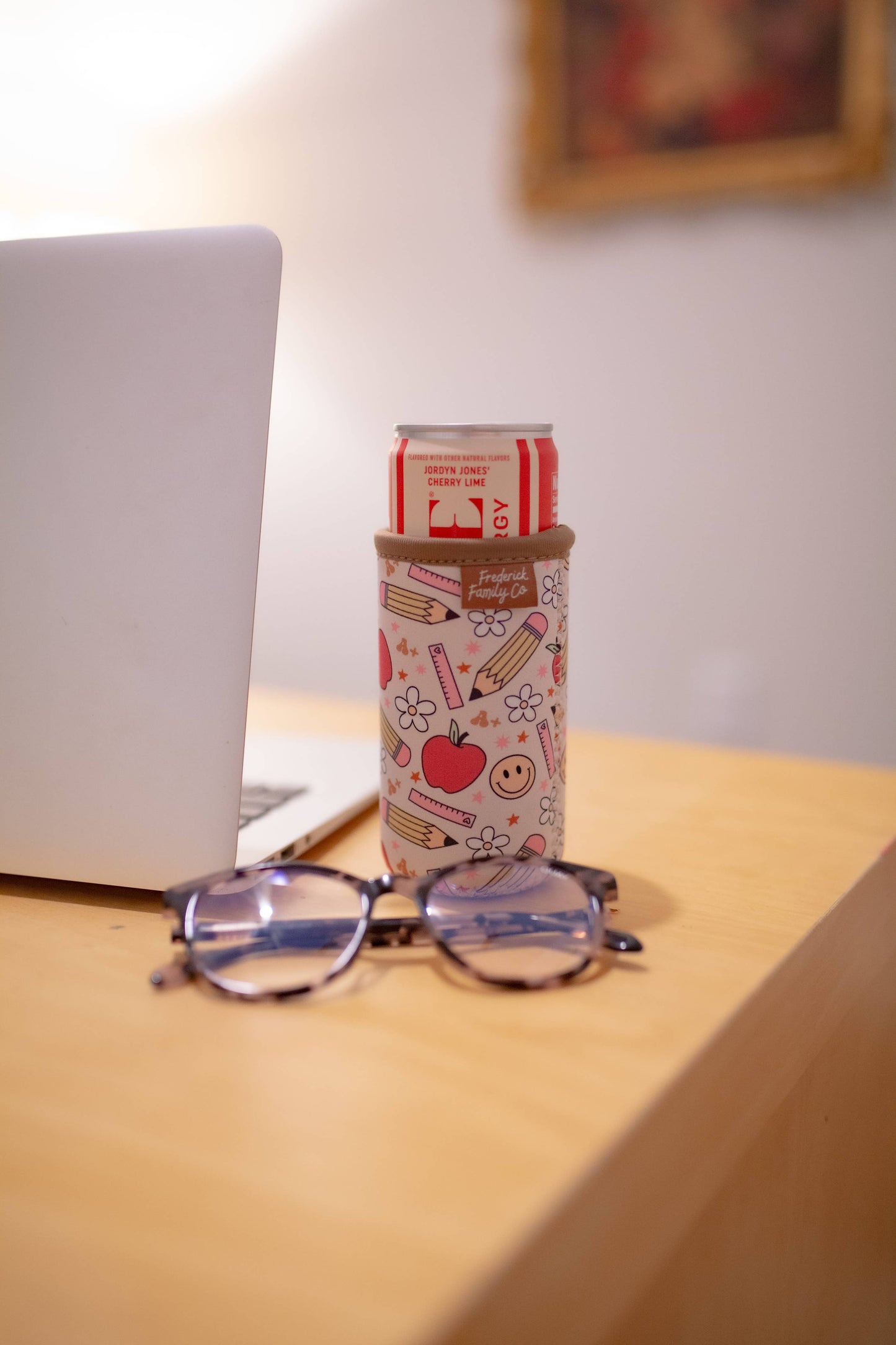 Slim Can Drink Sleeves- Reusable Neoprene Coolers with Aesthetic Patterns, 12oz Skinny Can Holder for Seltzer Energy Drinks: 6 green stripe