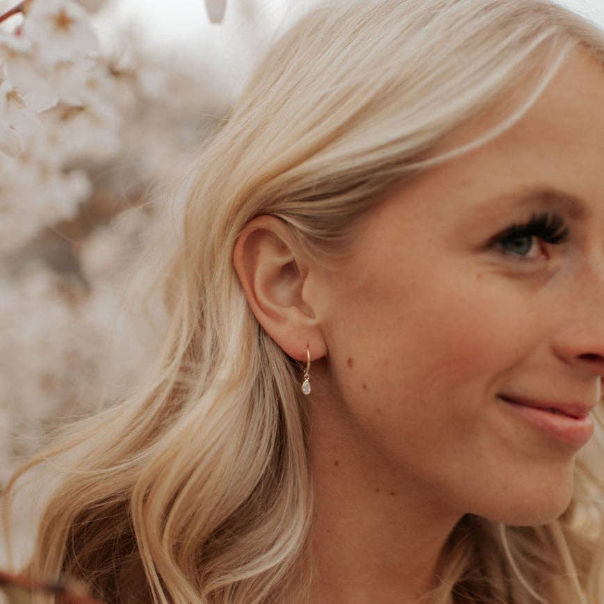 April Raindrop Dangle Hoops: Silver