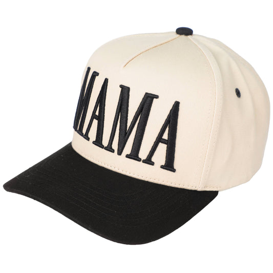 C.C MAMA Letter embroidered Snapback Trucker Hat: Black