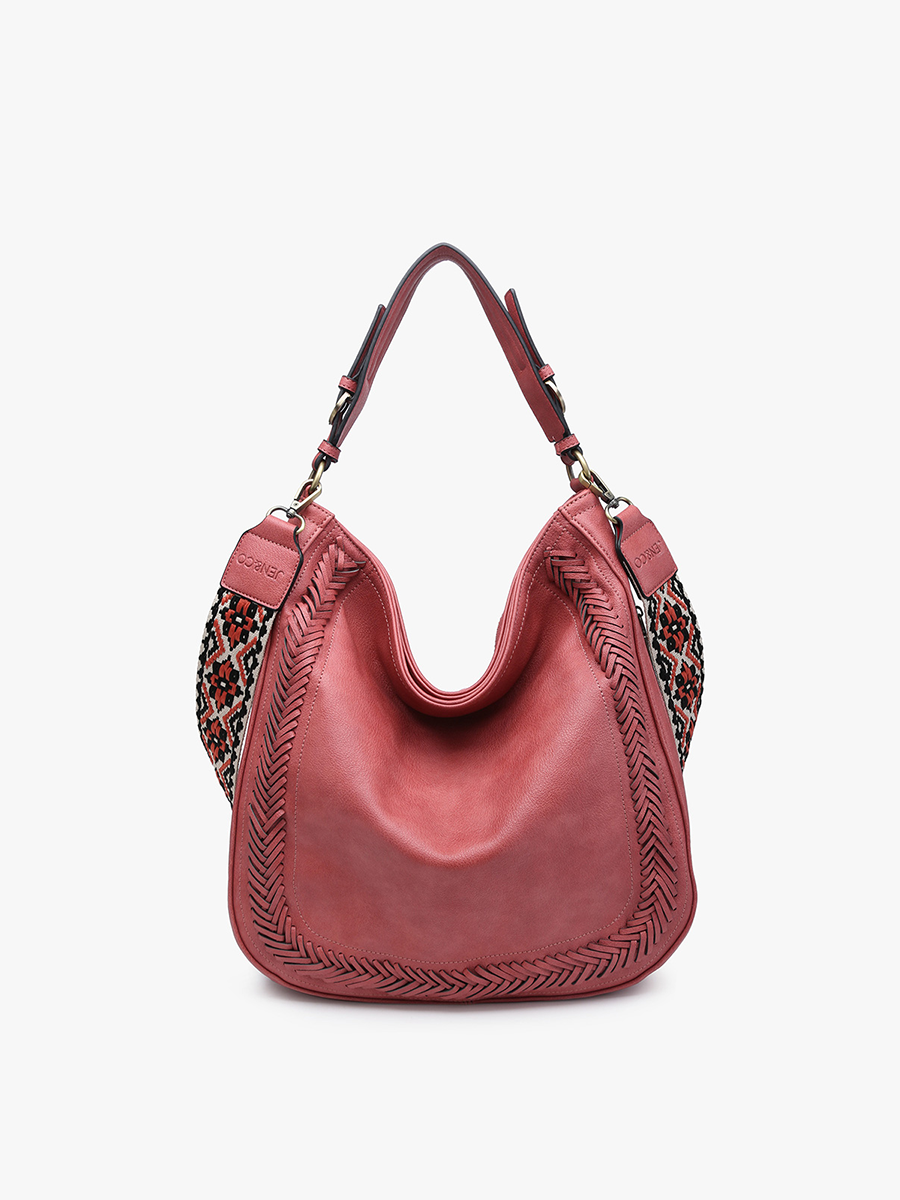 M2049 Aris Whipstitch Hobo/Crossbody w/ Guitar Strap: Black