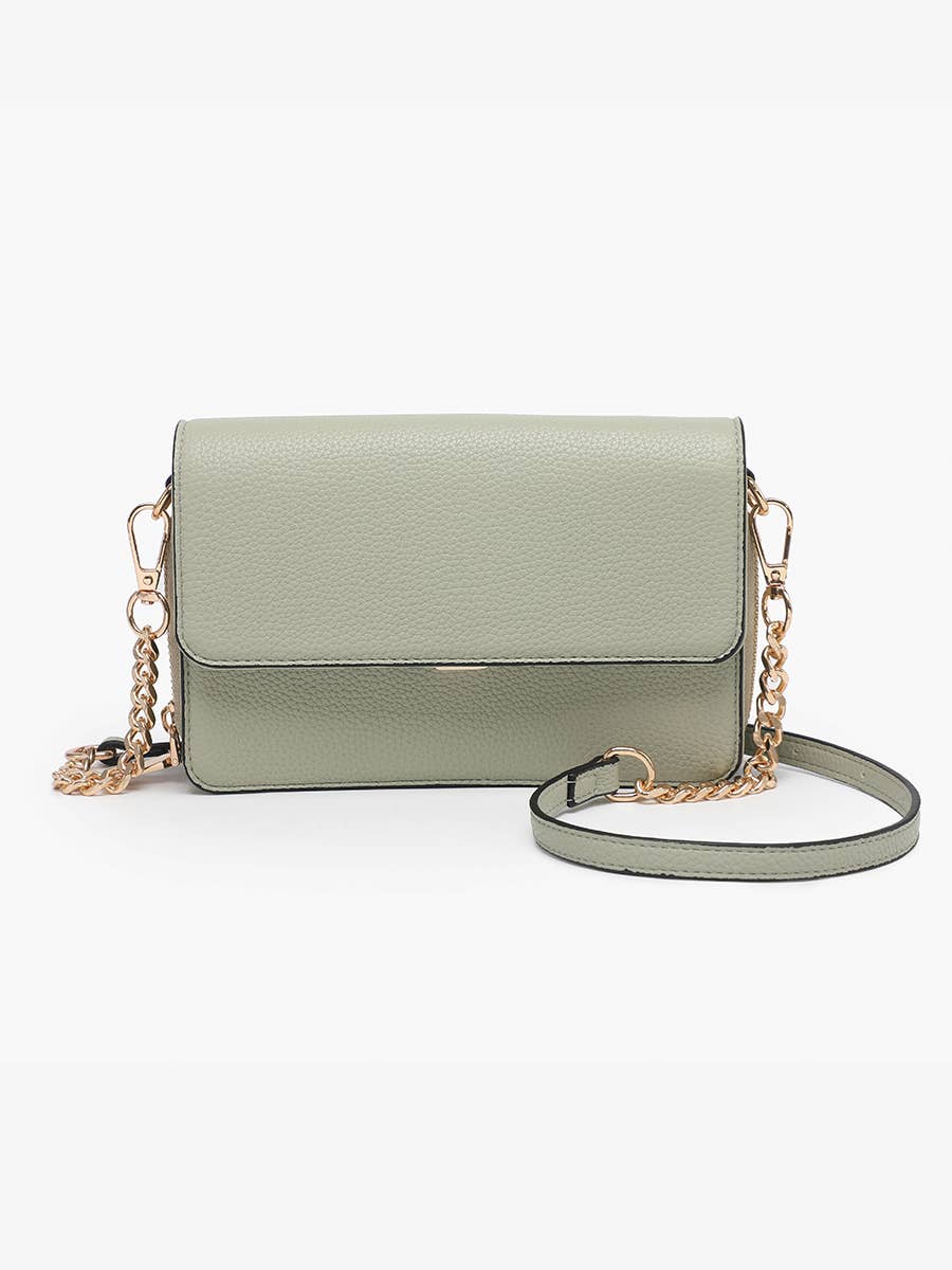 M2589 Lauryn Flapover Crossbody w/ Chain Strap: Brown