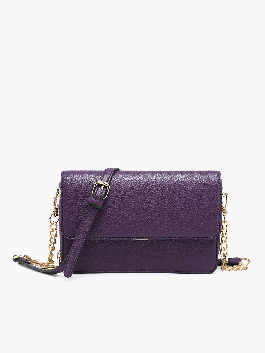 M2589 Lauryn Flapover Crossbody w/ Chain Strap: Black