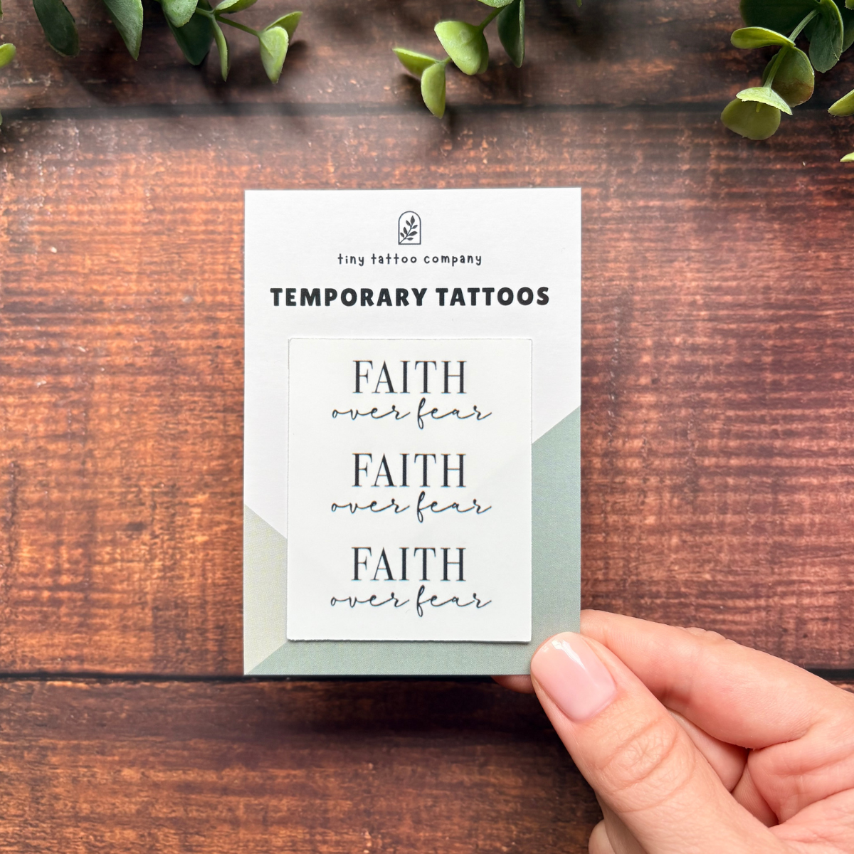 'Faith Over Fear' Temporary Tattoo Set  ✝︎: With Hanging Tab