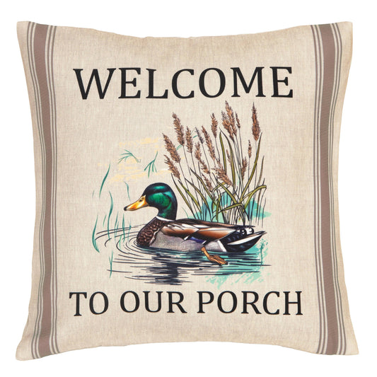Welcome to Our Porch Duck Outdoor Pillow