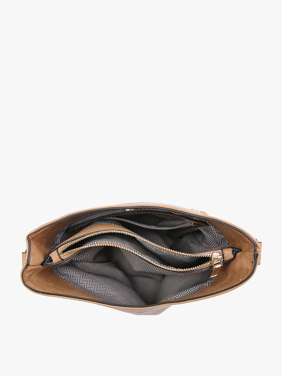 M1765 Emma 3 Compartment Crossbody w/ Snap Closure: Light Pink