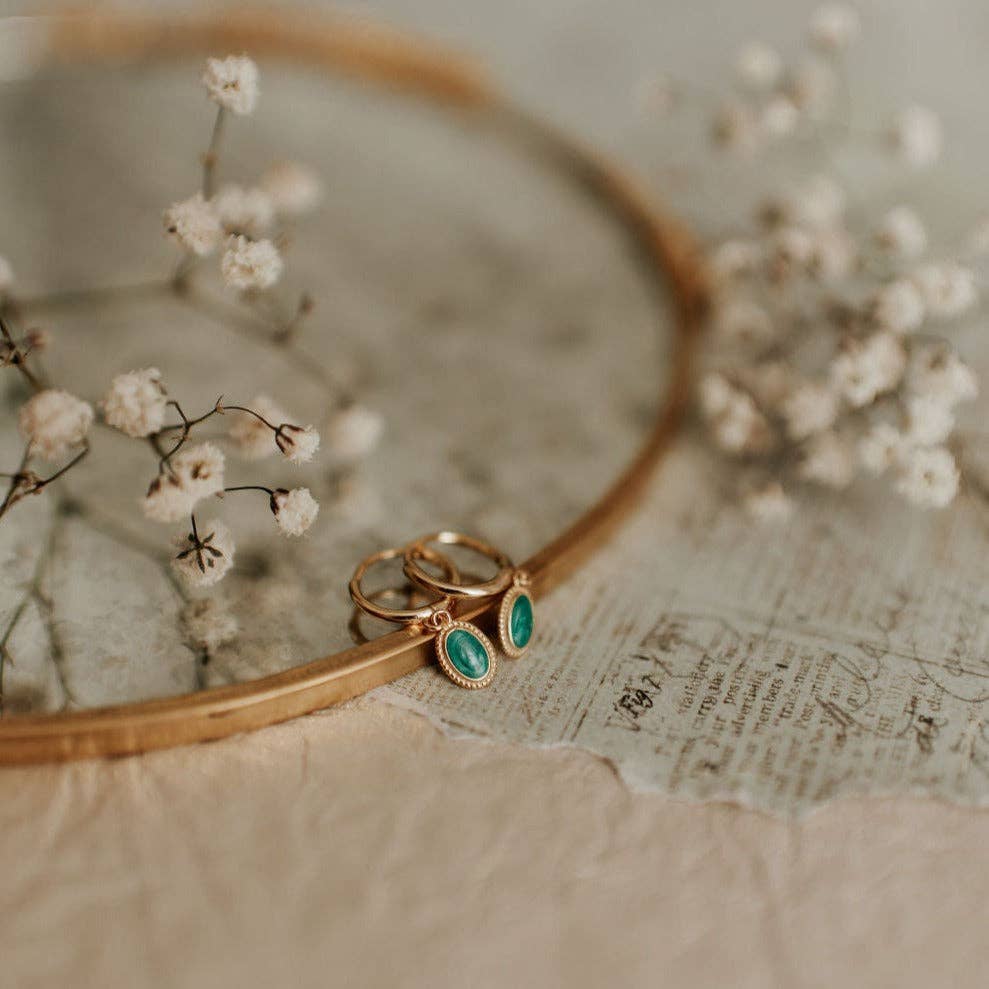 Riley Turquoise Hoops: Silver