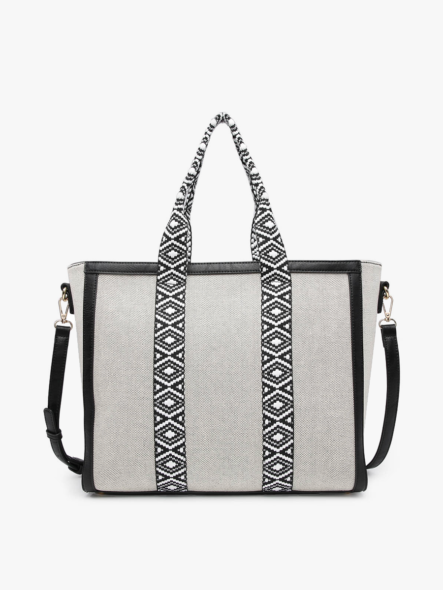 M2086CN Haley Canvas Tote w/ Contrast Straps: Coffee
