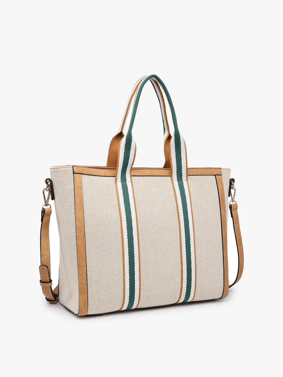 M2086CN Haley Canvas Tote w/ Contrast Straps: Coffee