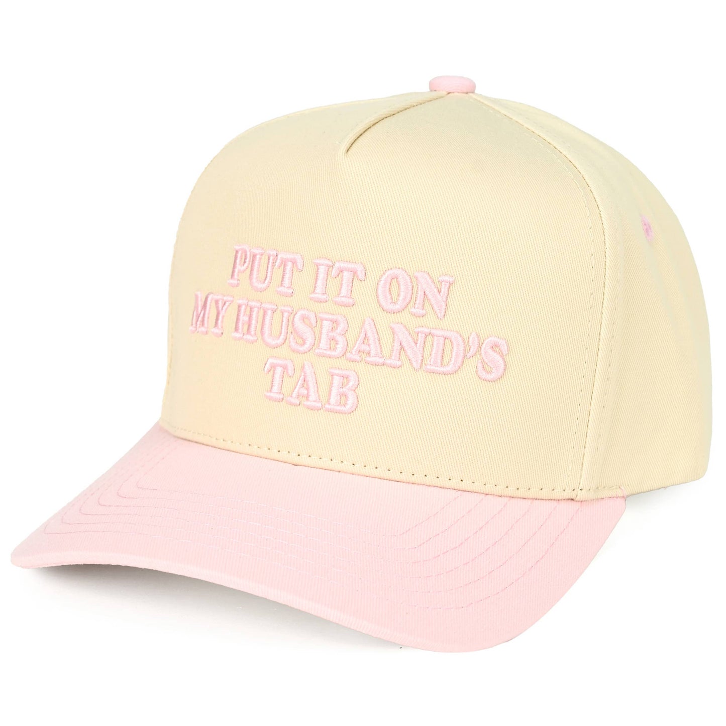C.C PUT IT ON MY HUSBAND'S TAB Letter Trucker Hat: Brown