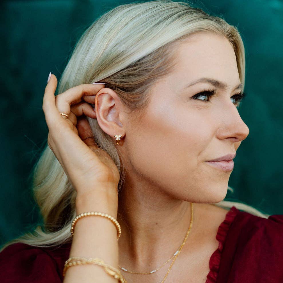 Lucy Diamond Bow Hoops: Silver