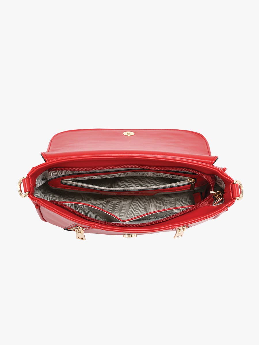 Lindsay Flapover Crossbody Bag – Dual Zip | M2628 : Black