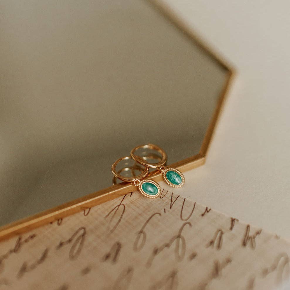 Riley Turquoise Hoops: Gold