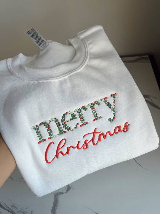 Embroidered Christmas Sweatshirt: XL