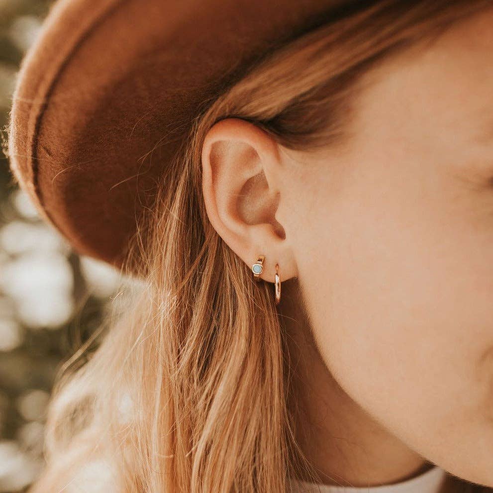 Noelle Turquoise Hoops: Silver