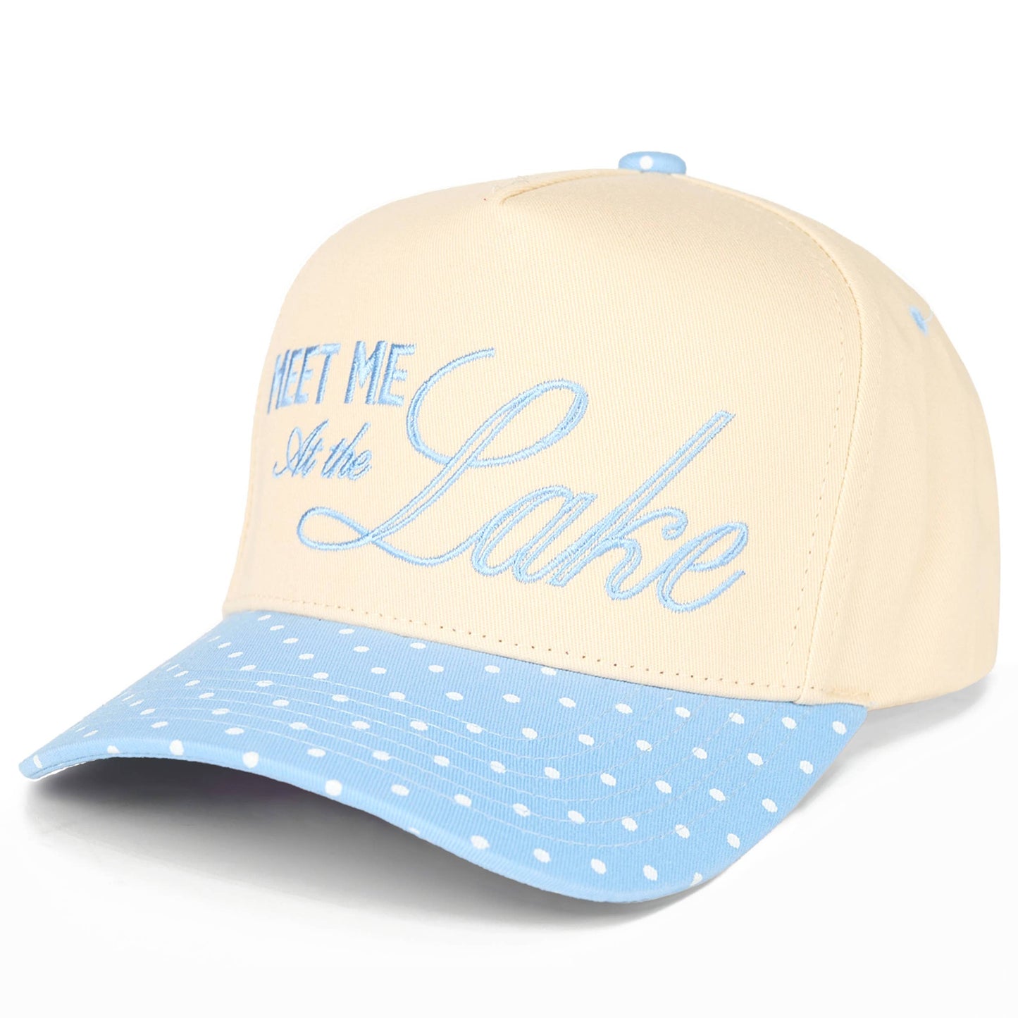 C.C MEET ME AT THE LAKE Letter on Two Tone Trucker Hat