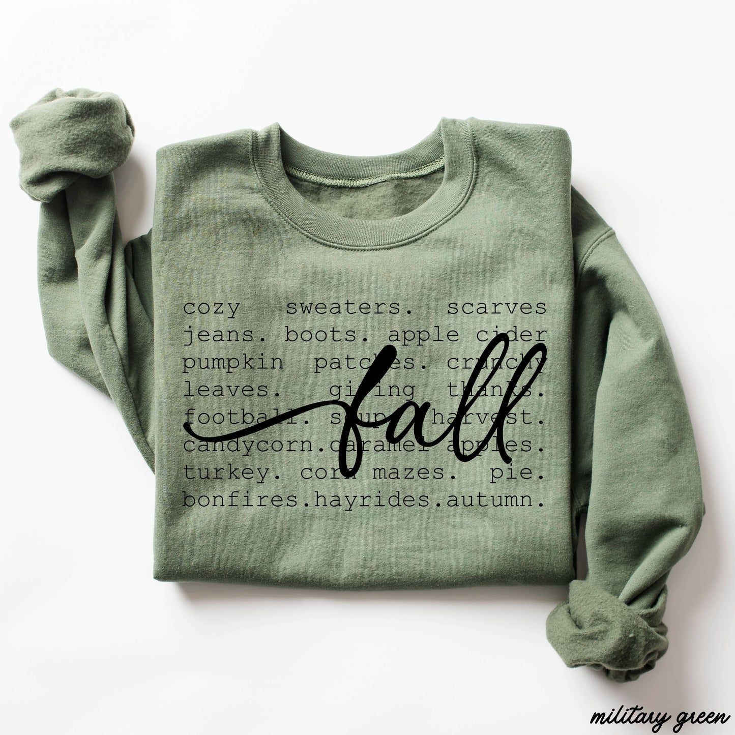 Fall Words Sweatshirt *5 Colors (S-3X): Large / Sand