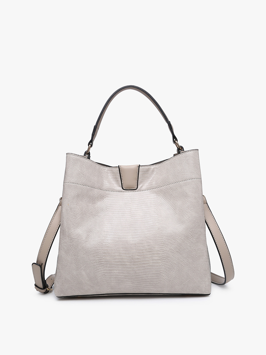 Tati Lizard Monogrammable Satchel | M1951LZ : Grey