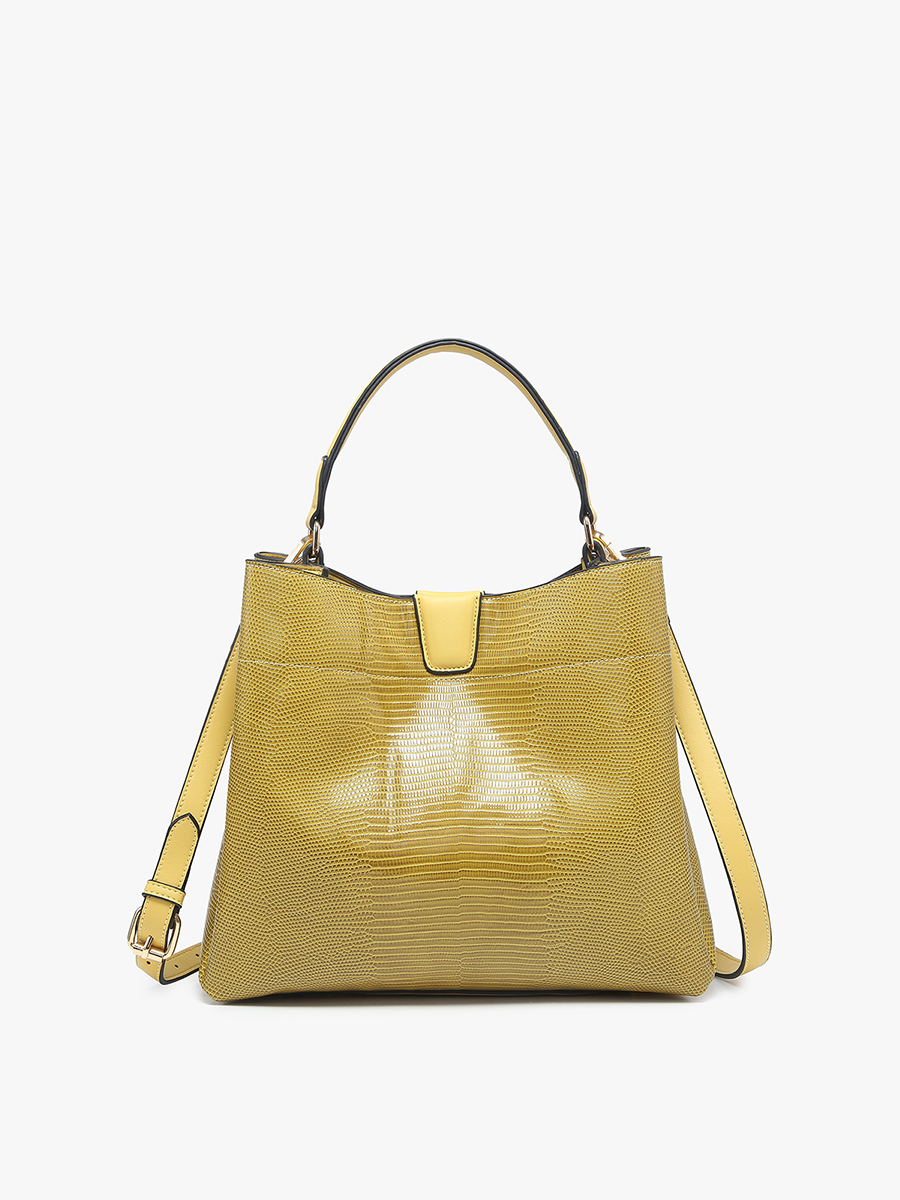 Tati Lizard Monogrammable Satchel | M1951LZ : Grey