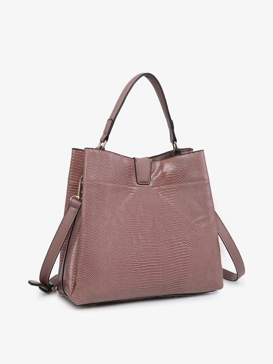 Tati Lizard Monogrammable Satchel | M1951LZ : Grey
