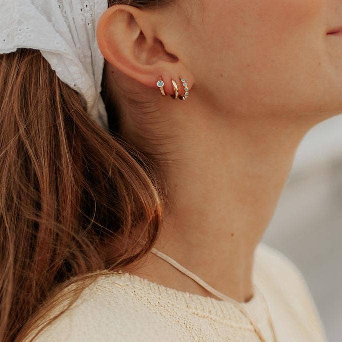 Gaby Turquoise Hoops: Gold