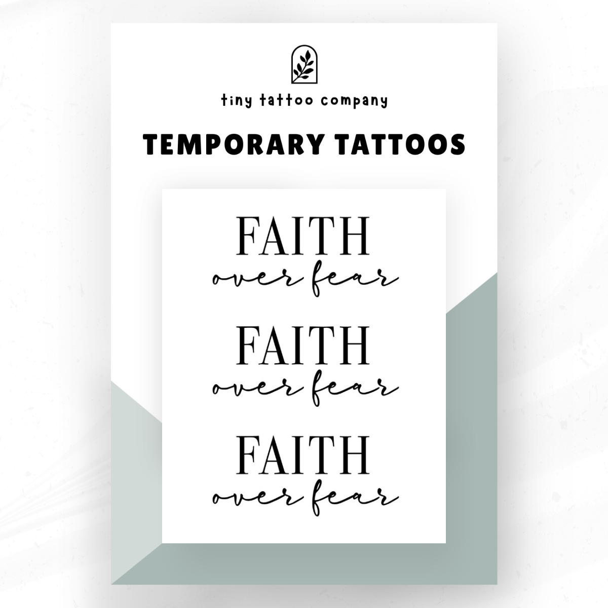 'Faith Over Fear' Temporary Tattoo Set  ✝︎: With Hanging Tab