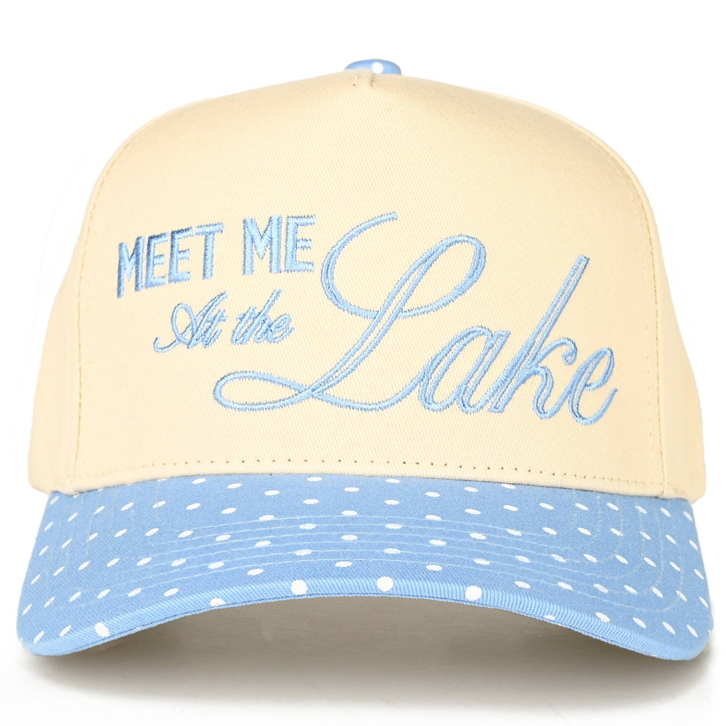 C.C MEET ME AT THE LAKE Letter on Two Tone Trucker Hat