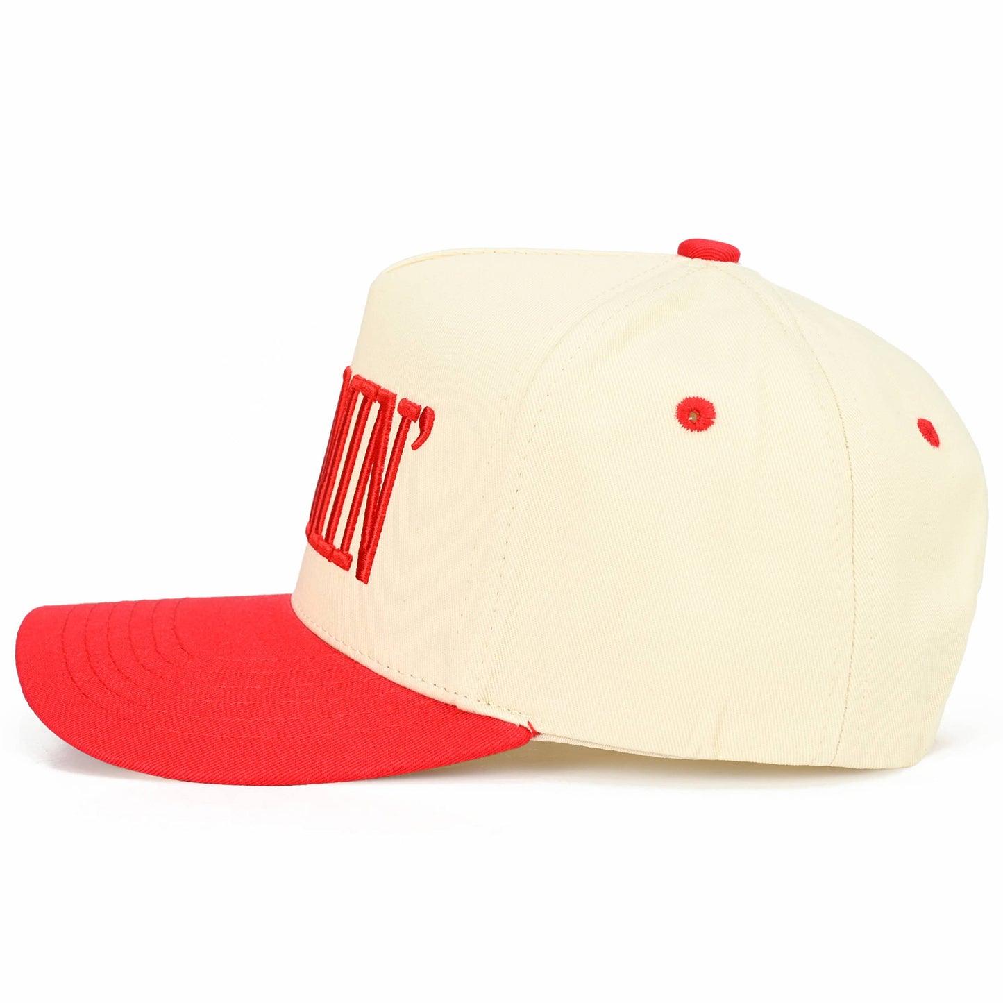C.C MOMMIN Letter Two Tone Trucker Cap: Beige