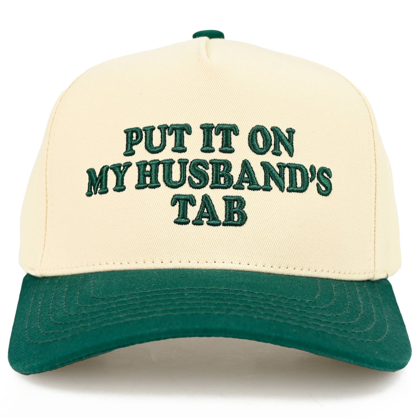 C.C PUT IT ON MY HUSBAND'S TAB Letter Trucker Hat: Brown