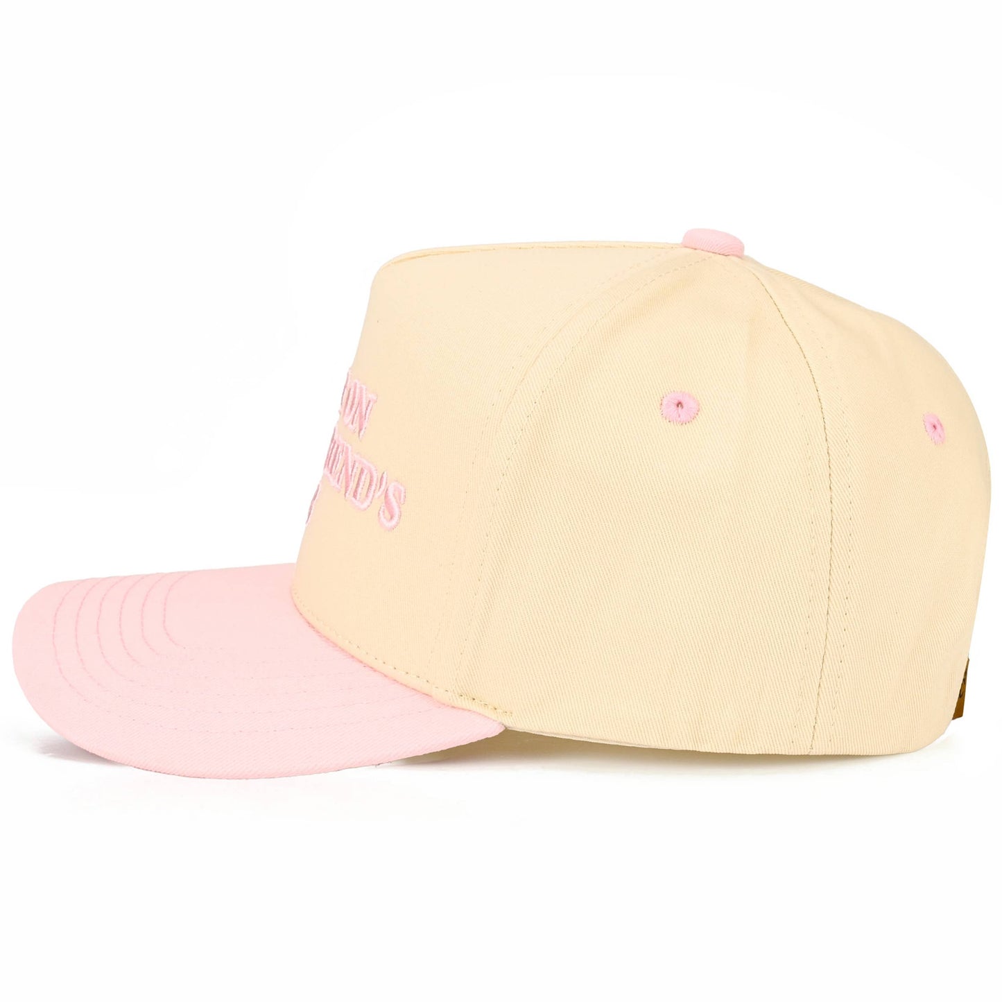C.C PUT IT ON MY BOYFRIEND'S TAB Letter Two Tone Trucker Hat: Black