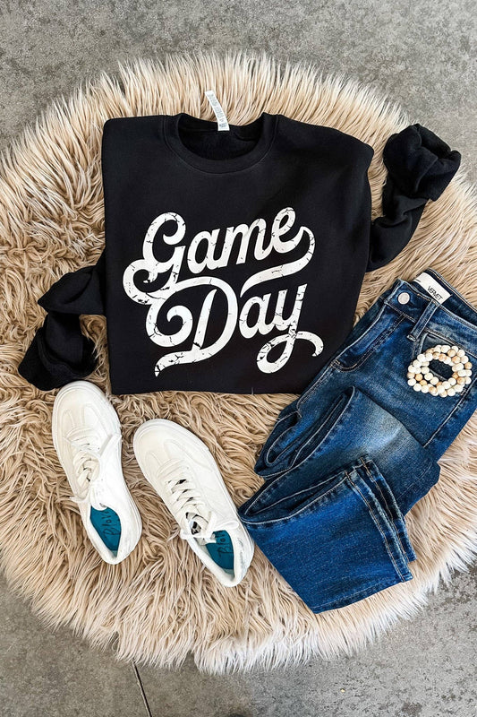 Game Day Crewneck Sweatshirt - Black