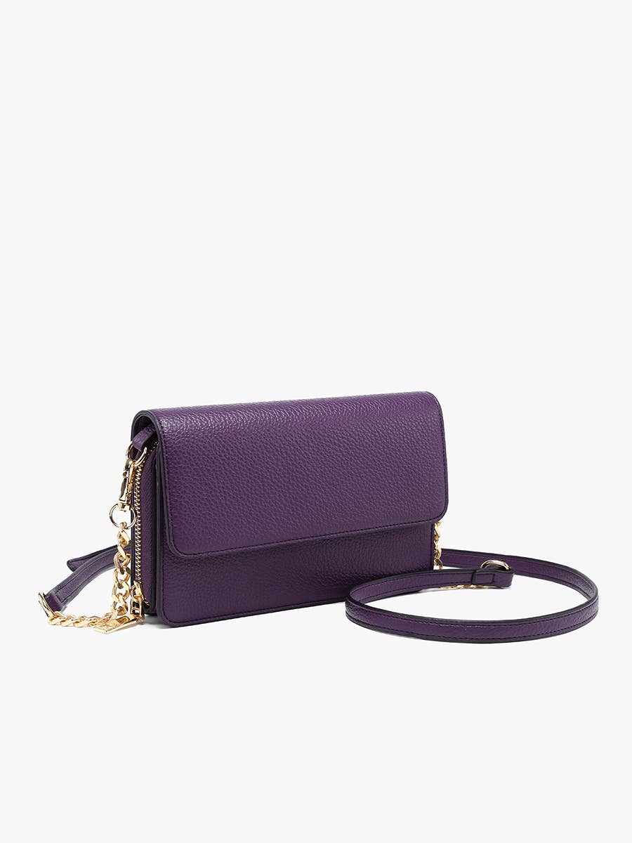 M2589 Lauryn Flapover Crossbody w/ Chain Strap: Black