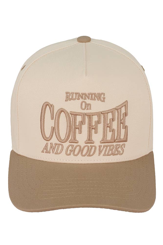C.C RUNNING ON COFFEE AND GOOD VIBES Trucker Cap: Brown