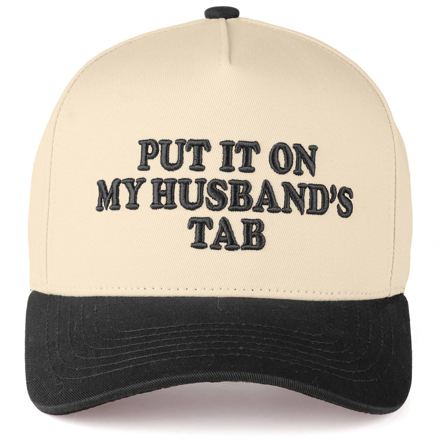 C.C PUT IT ON MY HUSBAND'S TAB Letter Trucker Hat: Brown