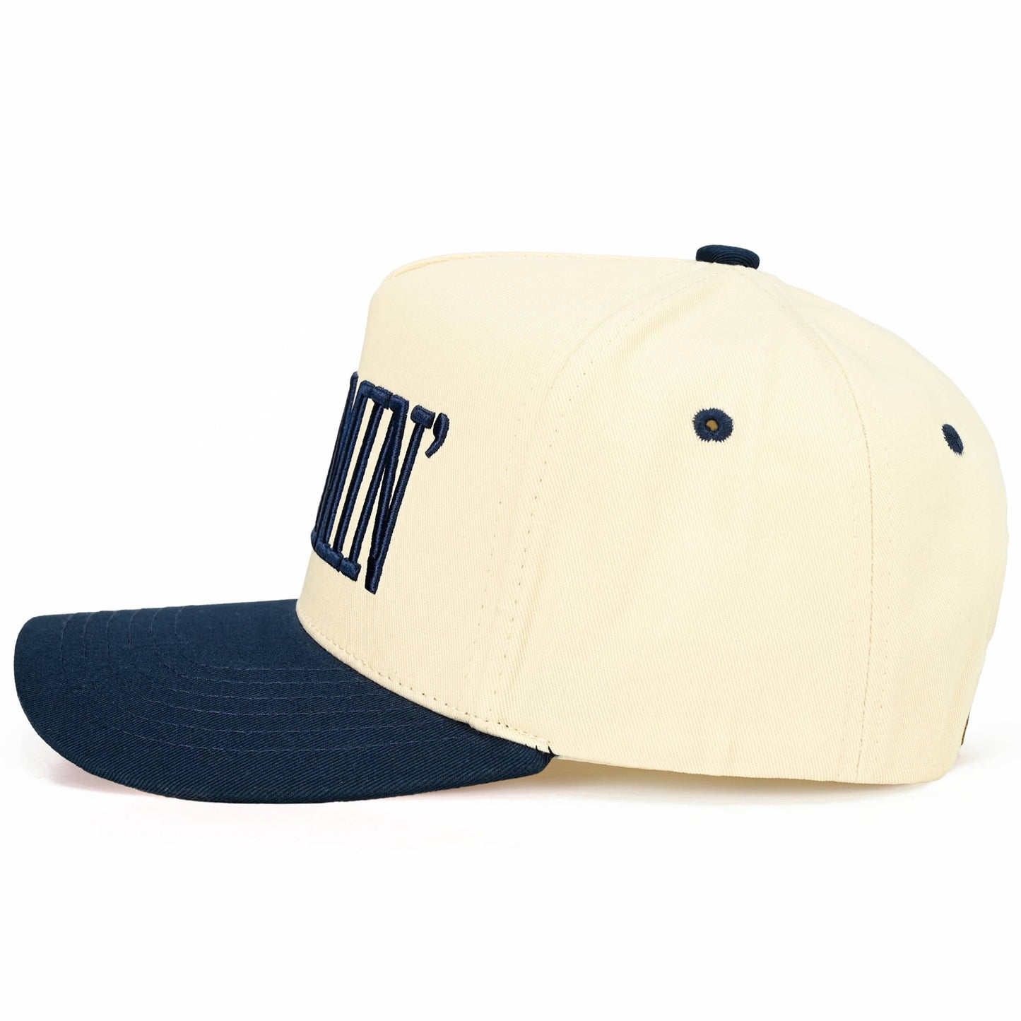 C.C MOMMIN Letter Two Tone Trucker Cap: Beige