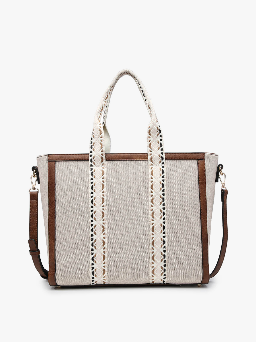 M2086CN Haley Canvas Tote w/ Contrast Straps: Coffee