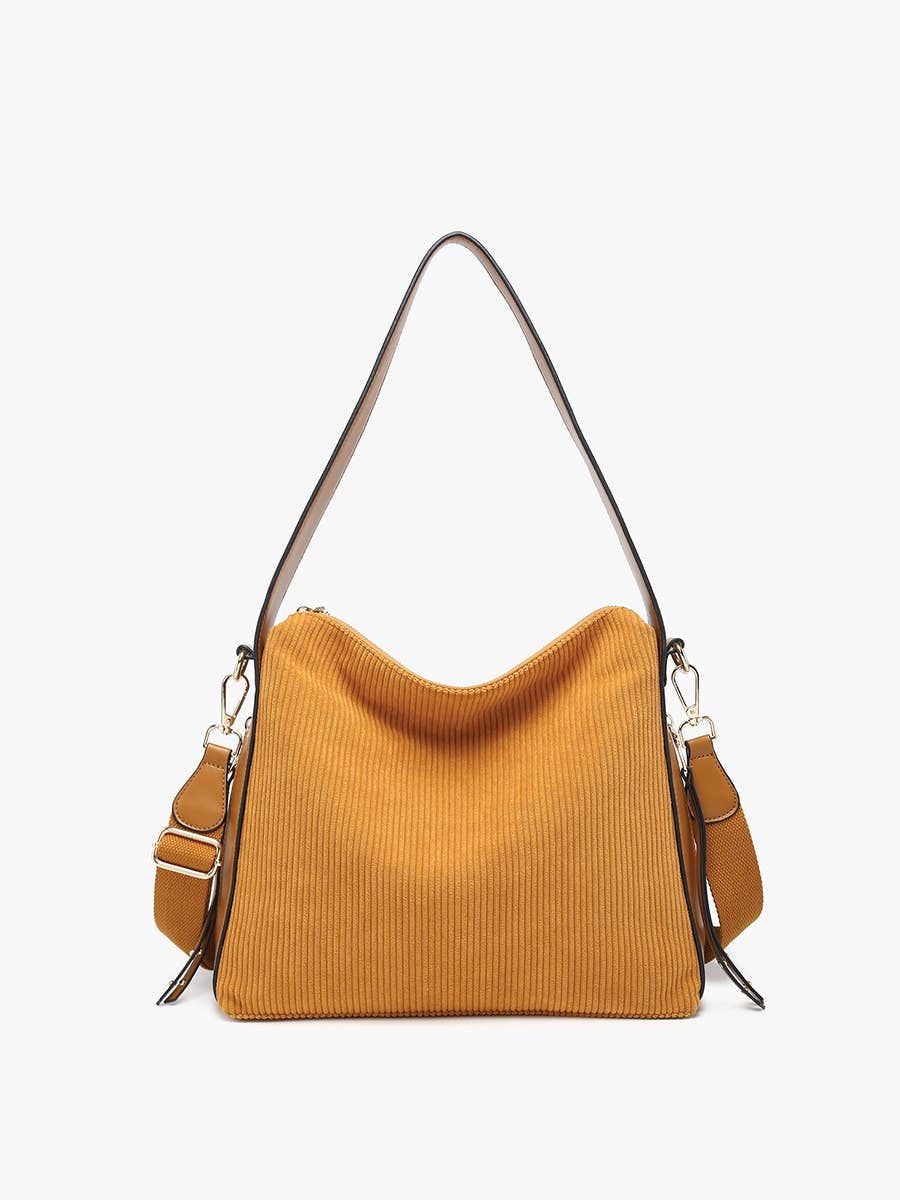 Michaela Slouchy Hobo w/ Guitar Strap | M2594 : Black/White