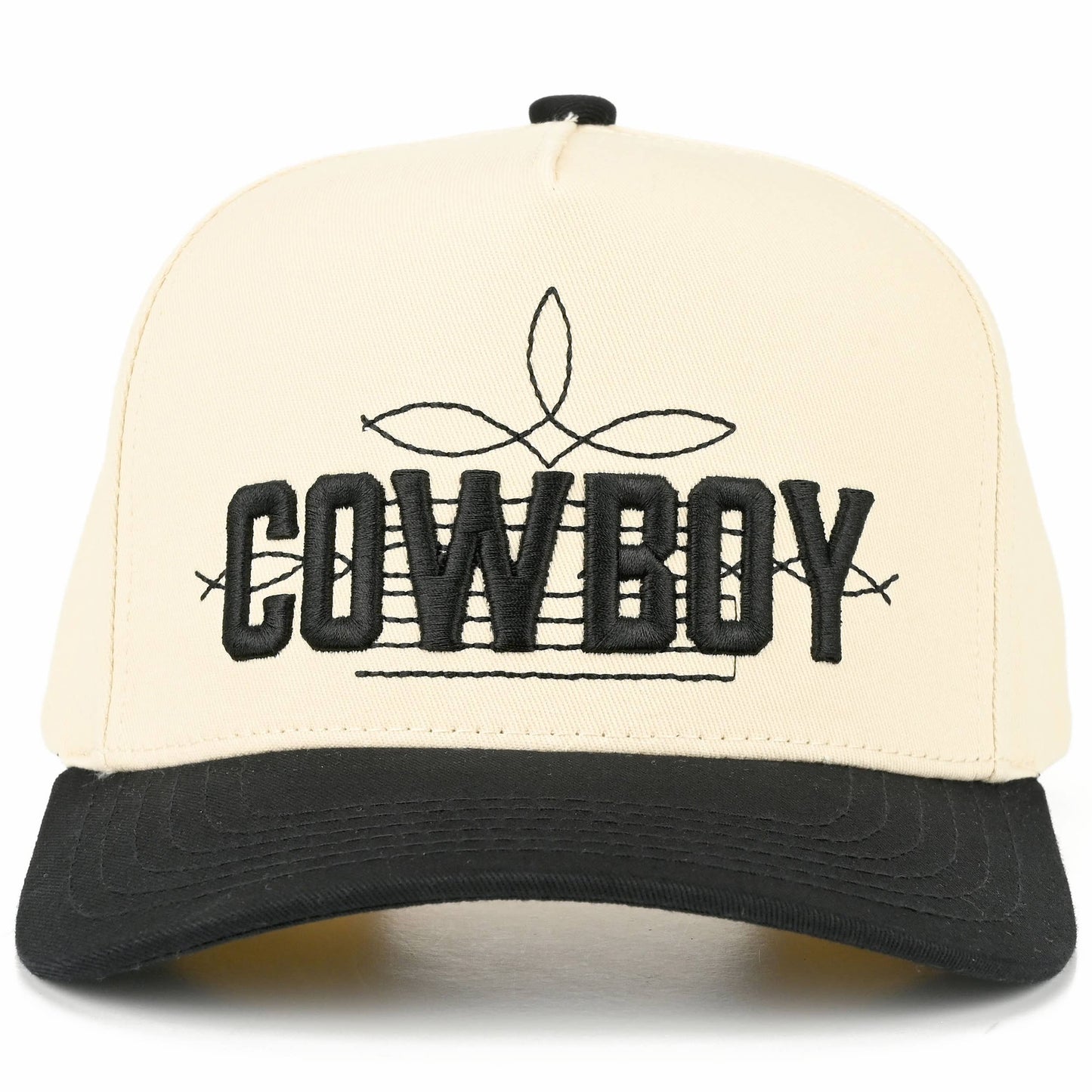 C.C COWBOY Letter Embroidered on Two Tone Trucker Hat: Brown