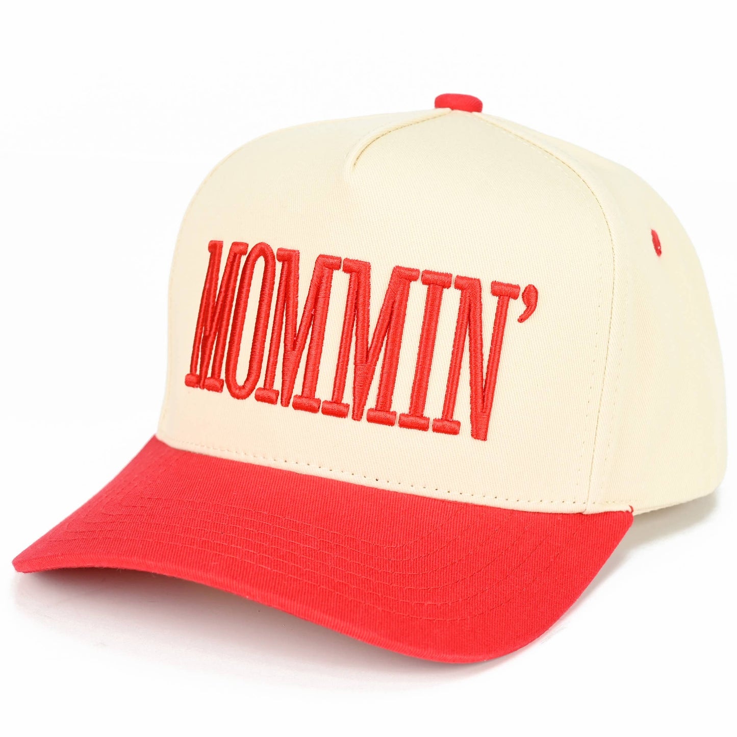 C.C MOMMIN Letter Two Tone Trucker Cap: Beige