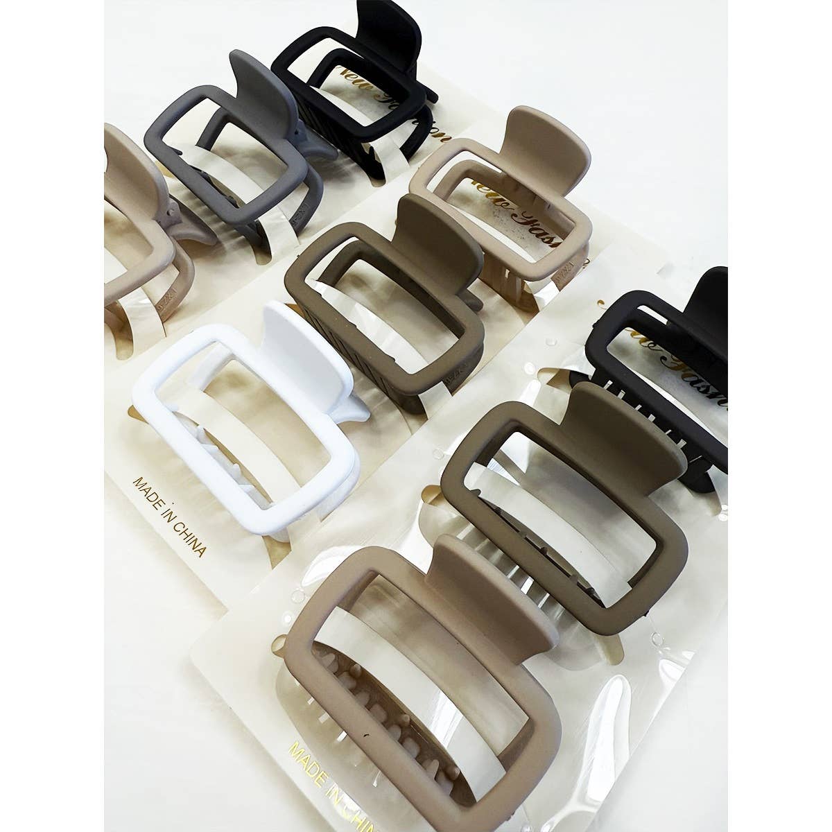 Neutral Color Medium Size  Rectangle Hair Claw Set: MIX COLOR / ONE(12)